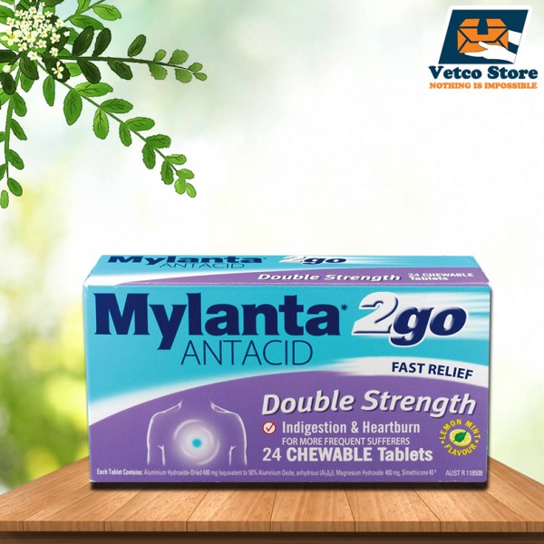 Mylanta 2go 24 viên nhai - trị dạ dày ợ nóng, khó tiêu